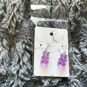 Purple gummy bear earrings